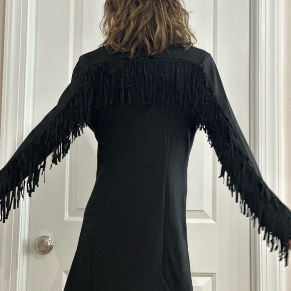 Black Blazer Dress with fringe detail - Picture 7 of 16